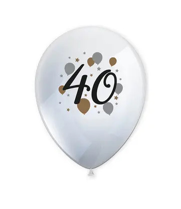 Happy Birthday 40 Milestone léggömb, lufi 6 db-os 11 inch (27,5 cm)