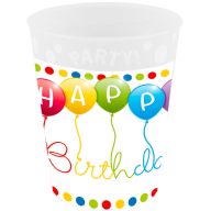   Happy Birthday Streamers micro prémium műanyag pohár 250 ml