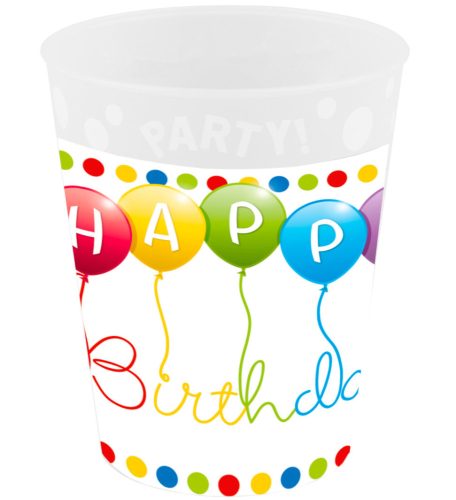 Happy Birthday Streamers micro prémium műanyag pohár 250 ml