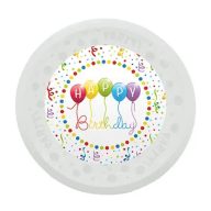   Happy Birthday Streamers micro prémium műanyag lapostányér 21 cm