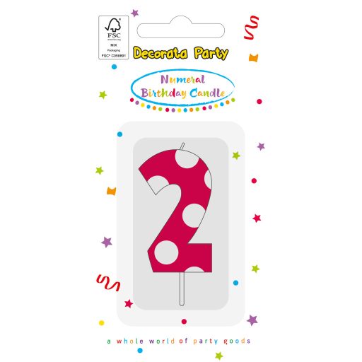Színes Pink Pattern 2-es tortagyertya, számgyertya