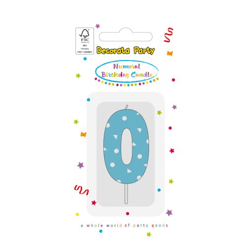 Színes Light Blue 0-ás tortagyertya, számgyertya