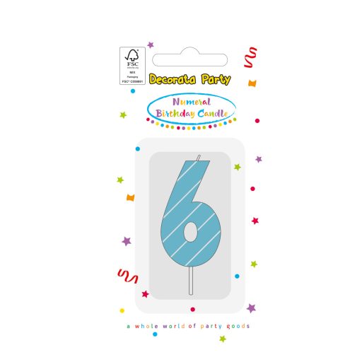 Színes Light Blue 6-os tortagyertya, számgyertya