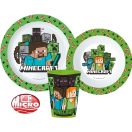 Minecraft Creeper étkészlet, micro műanyag szett, pohárral 260 ml