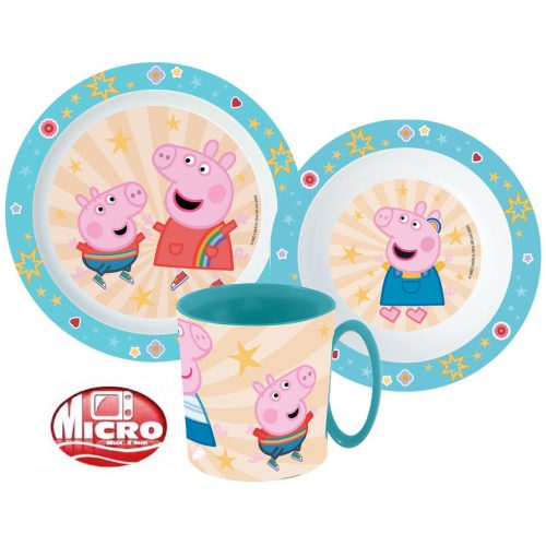 Peppa malac Kindness étkészlet, micro műanyag szett bögrével 350 ml