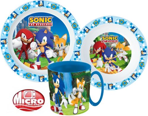 Sonic, a sündisznó étkészlet, micro műanyag szett bögrével 350 ml