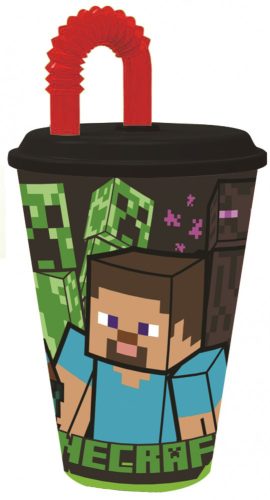 Minecraft Steve's Journey Szívószálas pohár, műanyag 430 ml