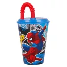 Pókember Streets szívószálas pohár, műanyag 430 ml