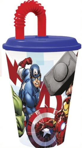 Bosszúállók Heroic Squad szívószálas pohár, műanyag 430 ml
